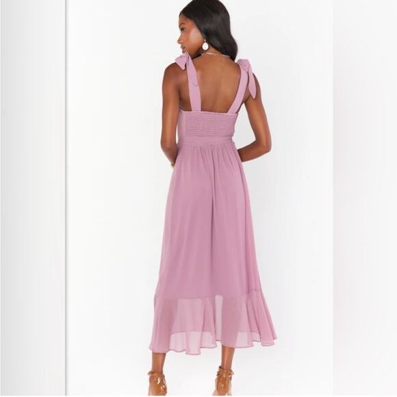 SHOW ME YOUR MUMU CLAIRE MIDI DRESS ANTIQUE ROSE SIDE SLIT SIZE XS - Picture 2 of 10